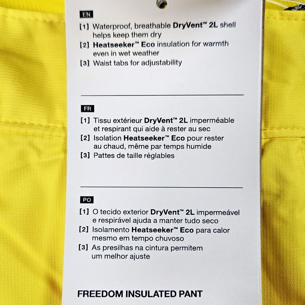 North Face Insulated Pants Snow Ski Yellow Adjustable Boys Youth Large 14 / 16 - Picture 14 of 16